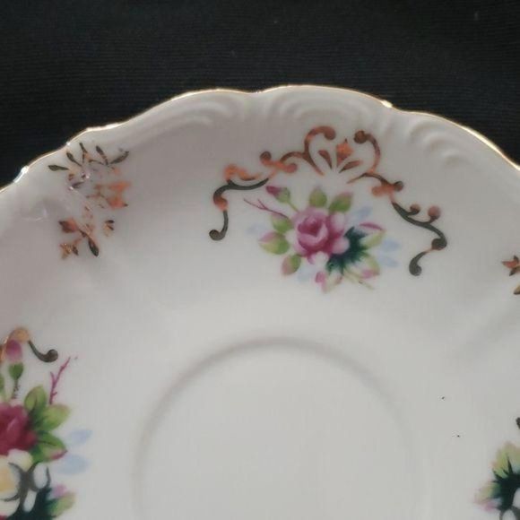 Lefton Hand Painted Floral With Gold teacup   Plate - Picture 2 of 6